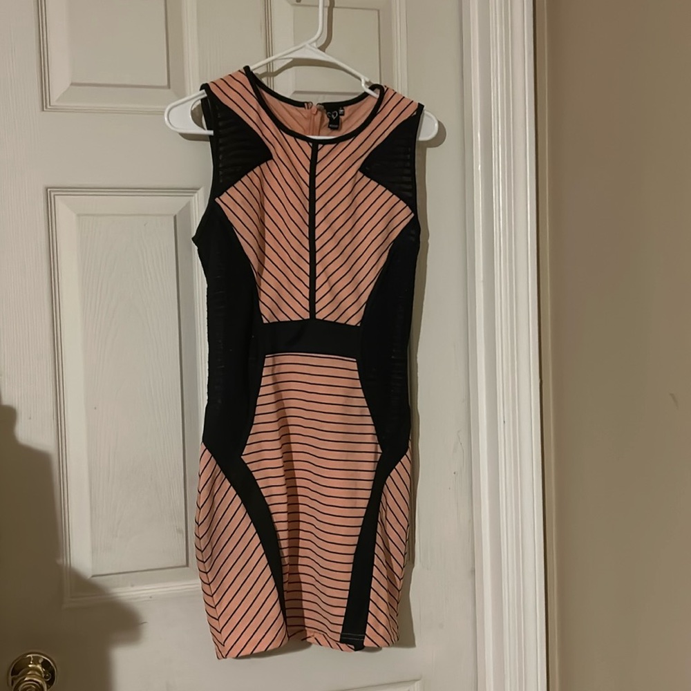 Women’s peach and black striped dress